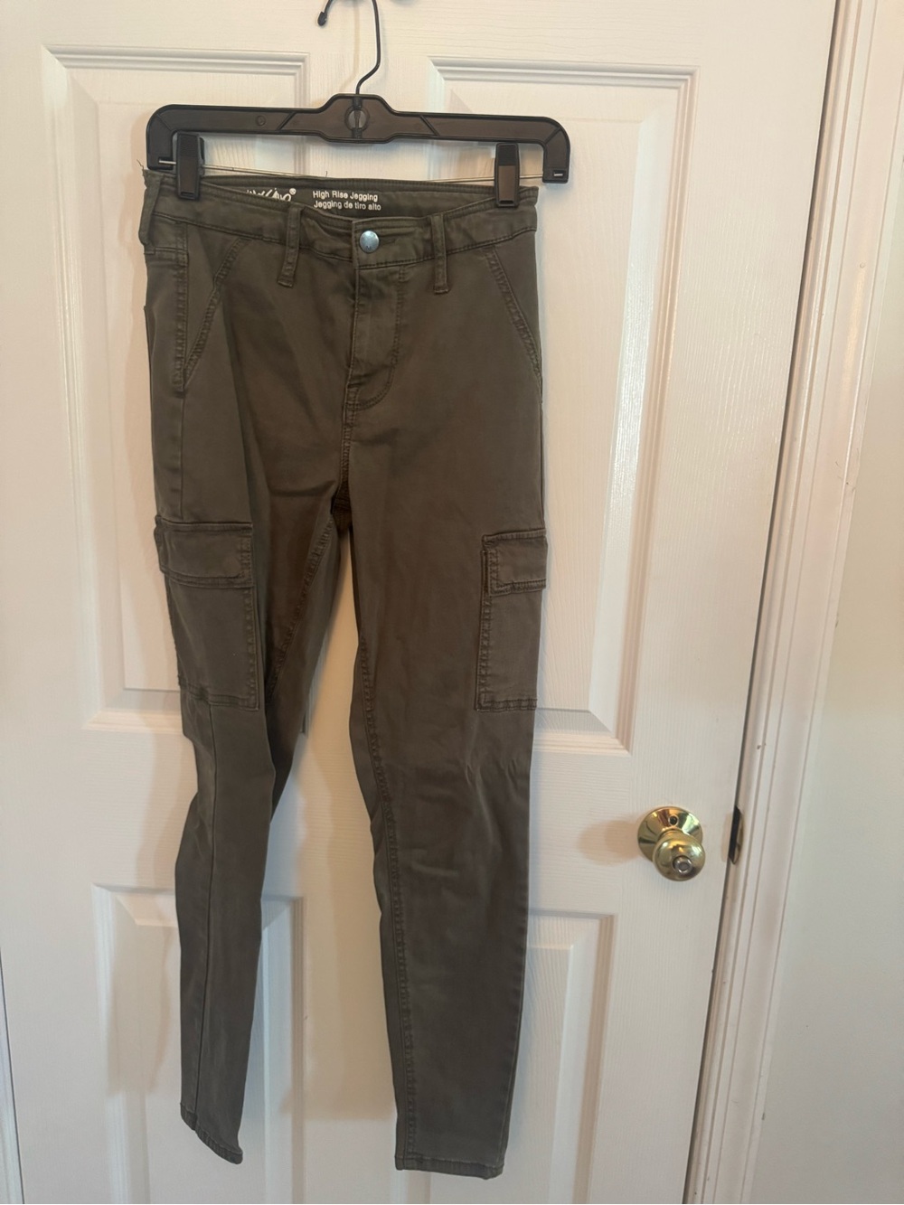 Olive Green High-Rise Cargo Skinny Pants
